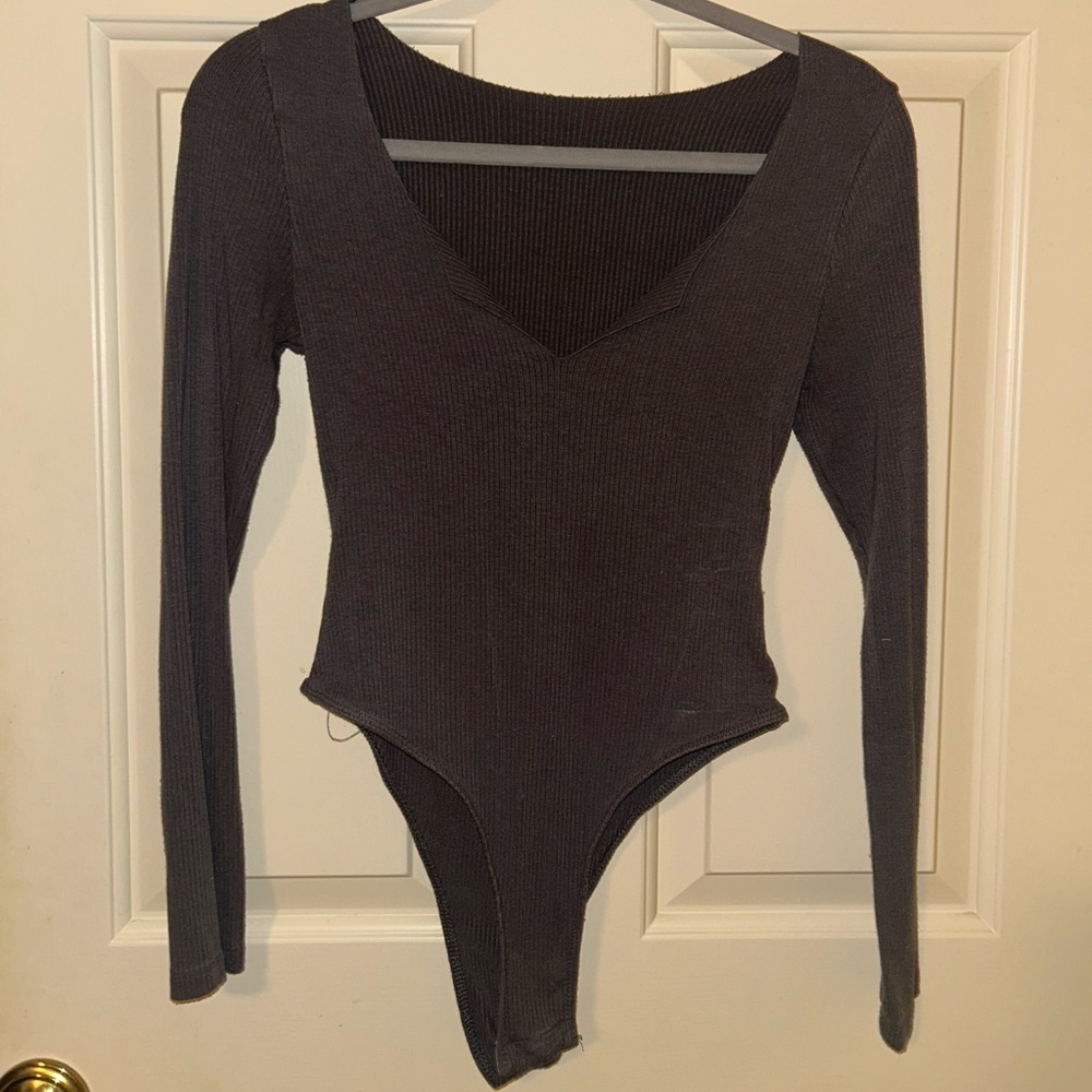 SHEIN Ribbed Long Sleeve Bodysuit